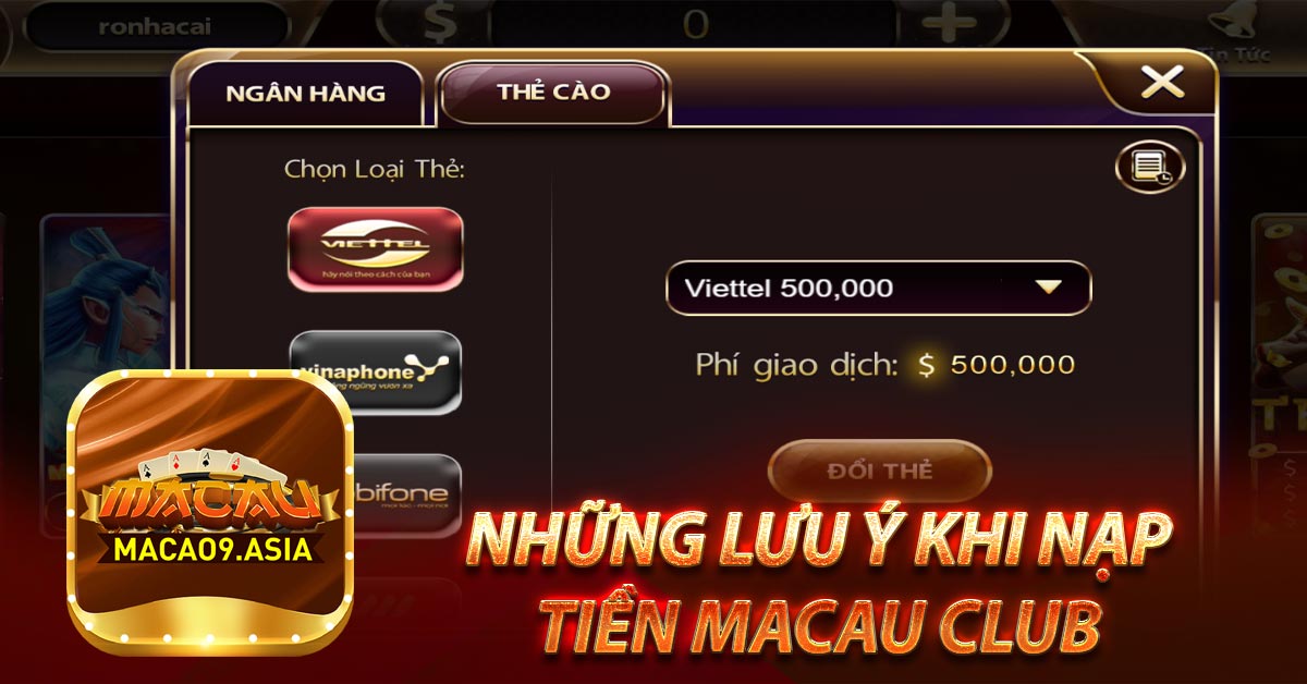 Tìm hiểu về các phương thức nạp tiền Macau Club